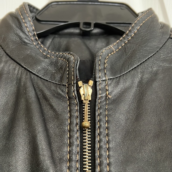 Vintage Black Genuine Leather 2pc  Studded Jacket And Skirt Size Small Petite - Picture 4 of 17